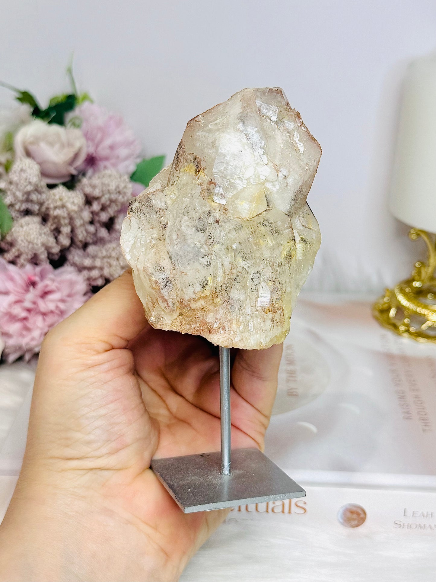 Natural Pink Lithium Cluster on Stand 13cm