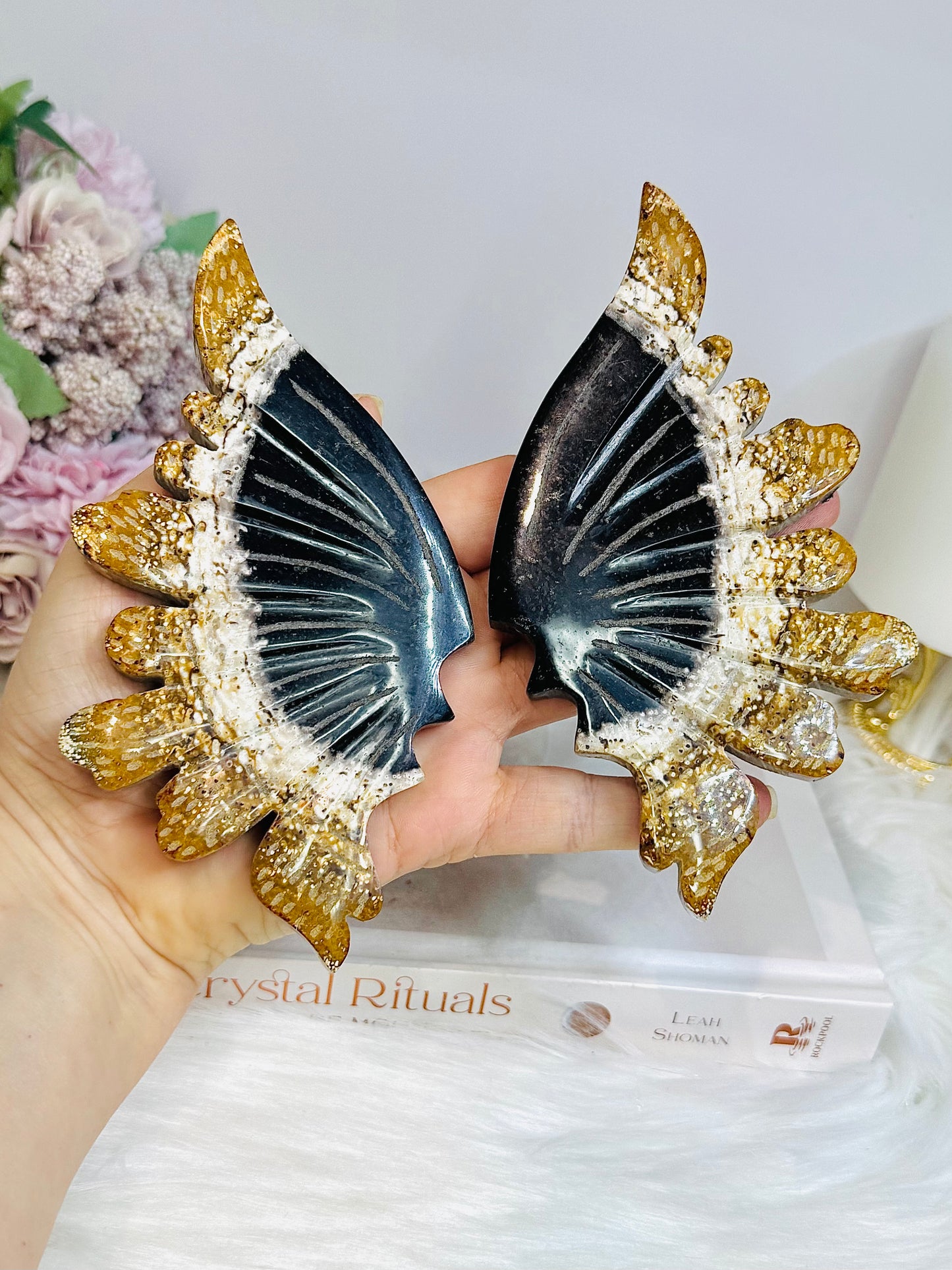 High Grade Ocean Jasper Wings On Stands 15cm