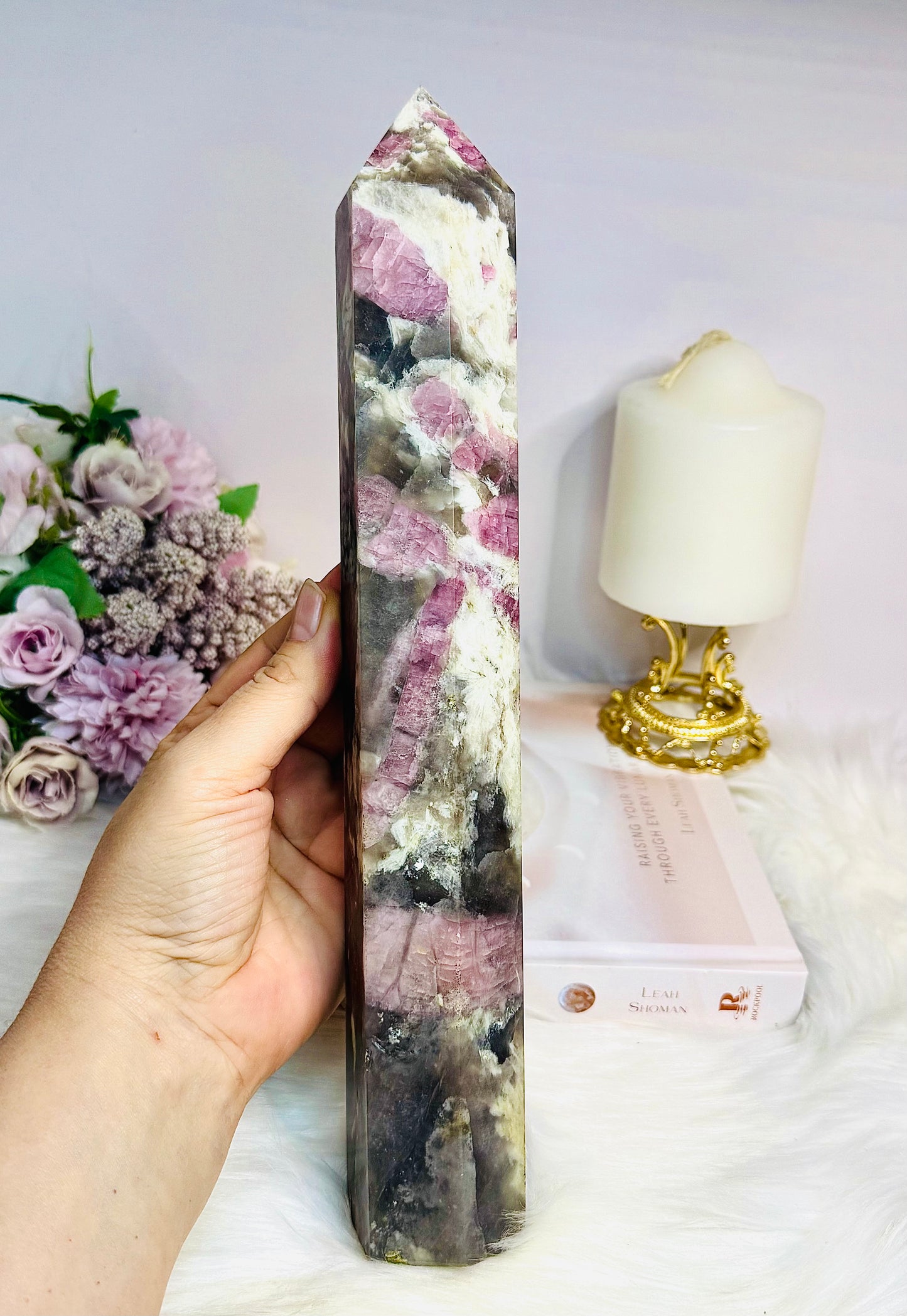 Large Pink Tourmaline Tower 29cm 1.075KG