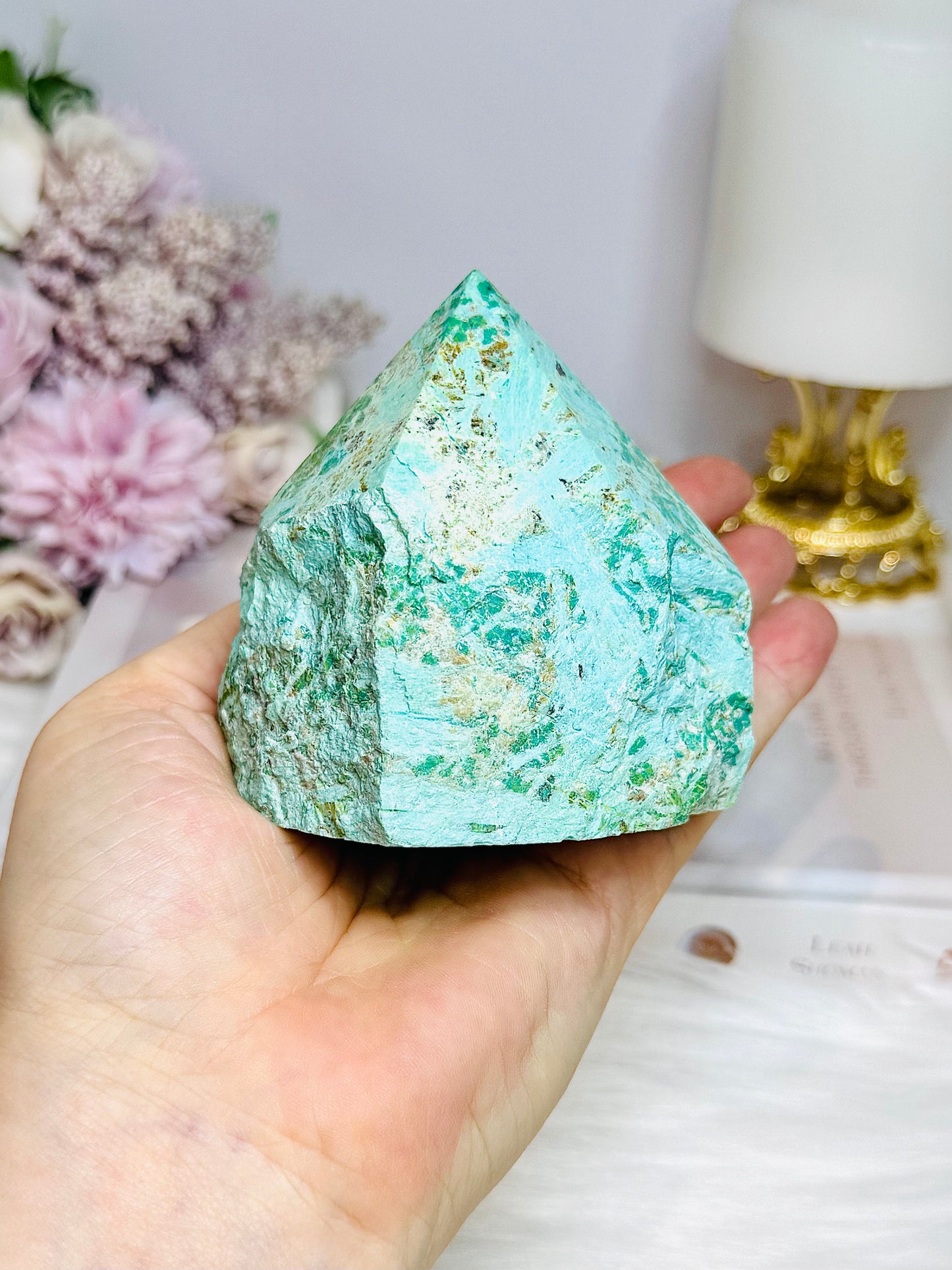 A Rare Stone ~ Chunky Natural Inca Turquoise Carved Freeform | Tower 8cm 313g