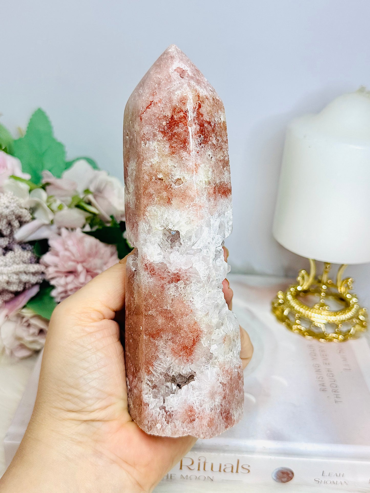 High Grade Druzy Pink Amethyst Tower 16.5cm 546g