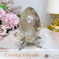 Large Quartz Egg On Stand with Rainbows 280g