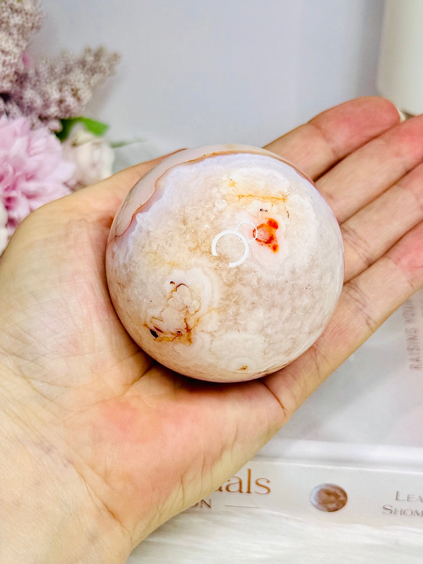 Flower Carnelian Large Sphere on Stand 327g