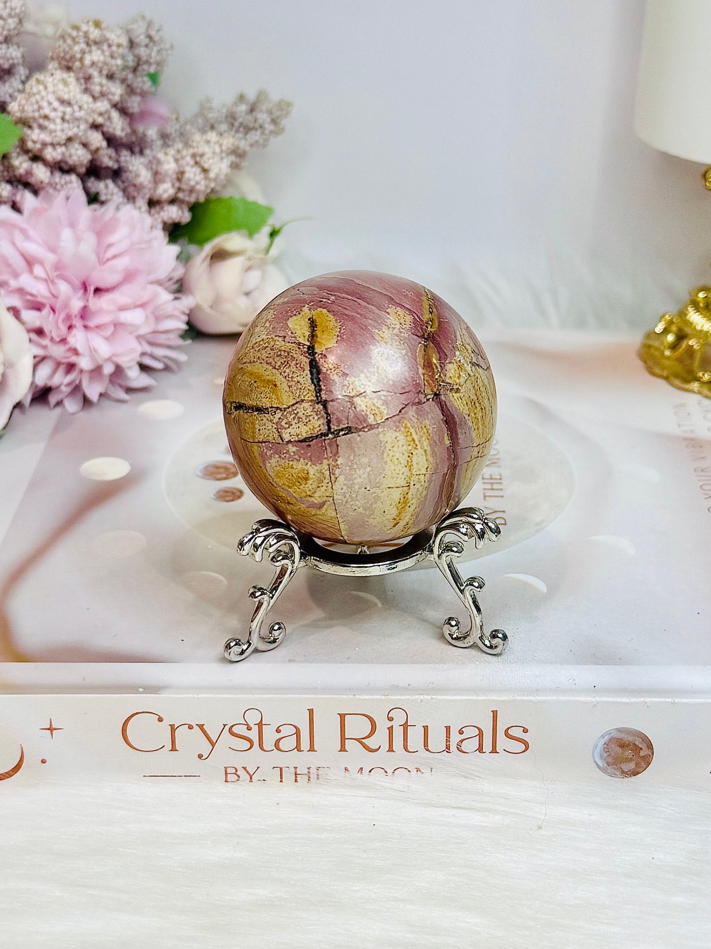 Indonesian Polychrome Agate Sphere on Stand 187g