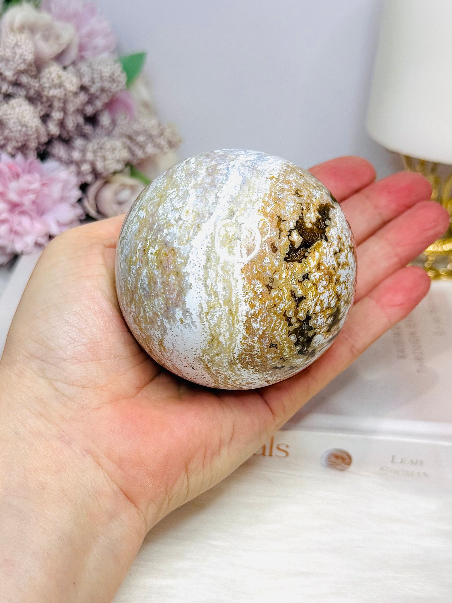 Large Ocean Jasper Sphere On Stand 480g