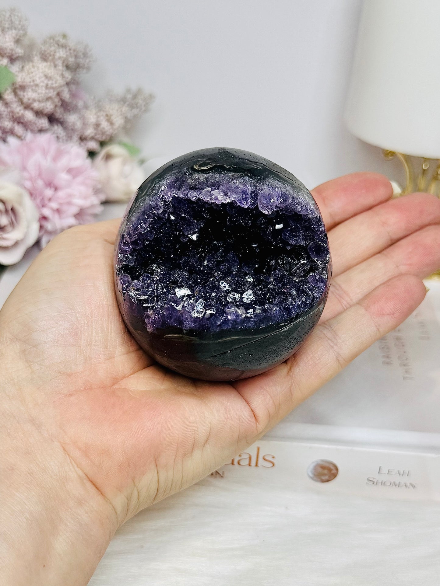 Large Druzy Amethyst Sphere on Stand 358g