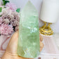 High Grade Light Green Fluorite Tower with Rainbows 14cm 551g