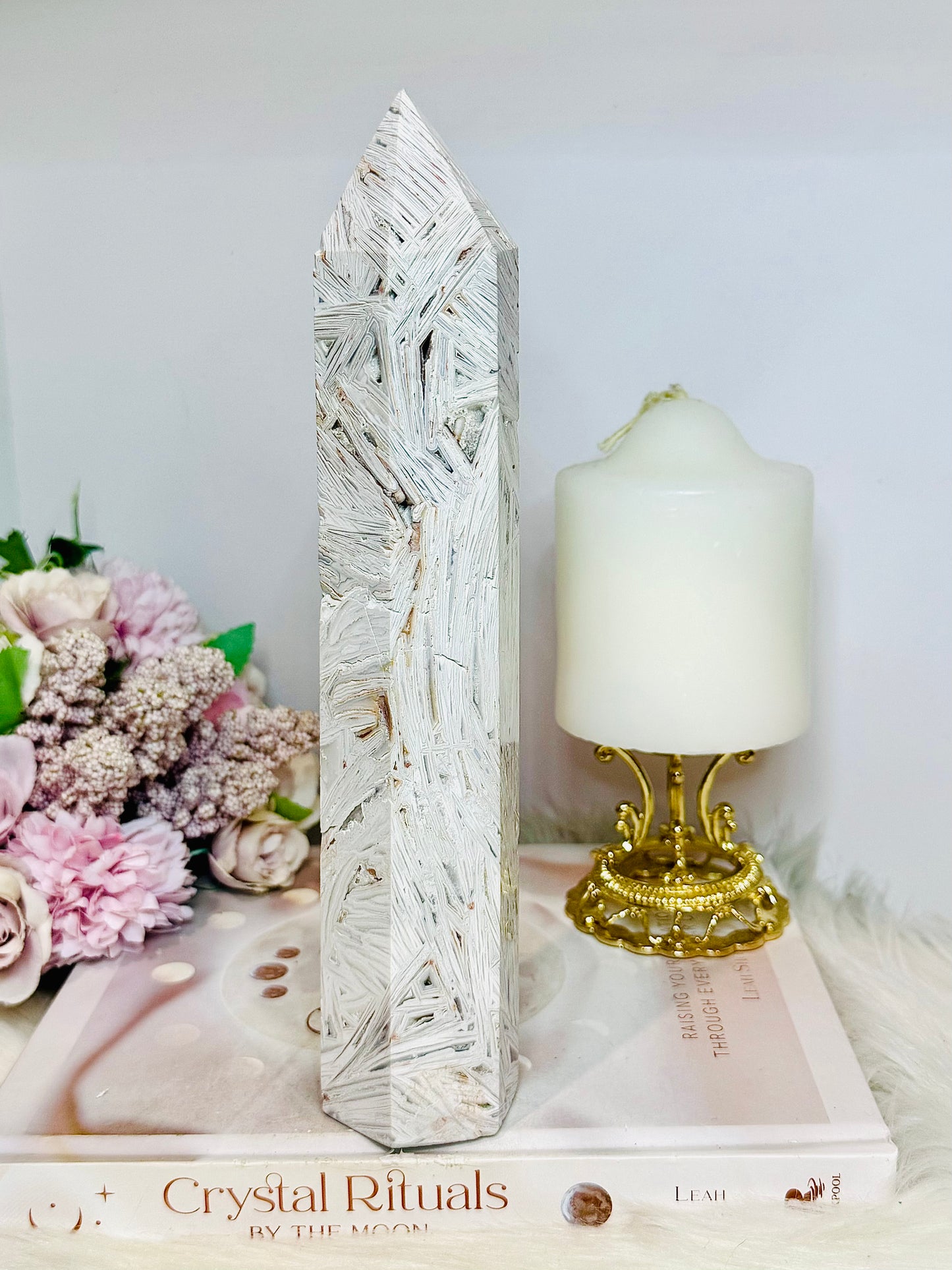 Large White Crazy Lace Agate Tower 23cm 686g