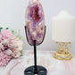 High Grade Rare 19.5cm Druzy Pink Amethyst X Flower Agate Egg on Stand