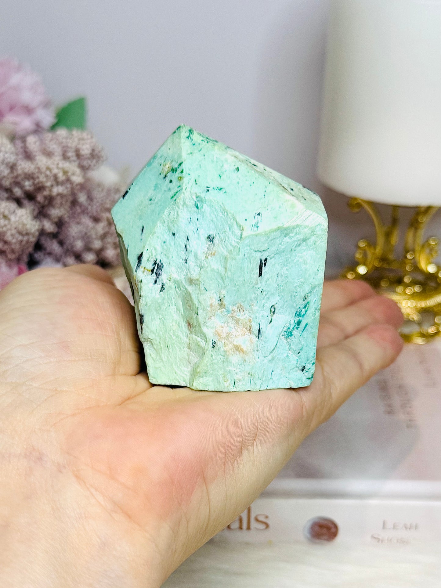 A Rare Stone ~ Chunky Natural Inca Turquoise Carved Freeform | Tower 7cm