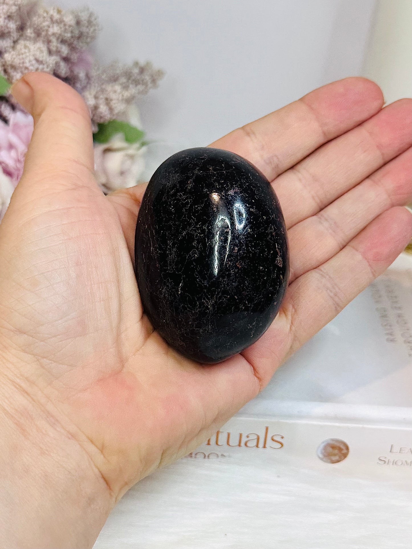 Black Tourmaline Chunky Palm Stone