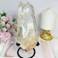 High Grade Clear Quartz Twin | Double Tower with Rainbows on Stand 18.5cm 961g