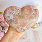 Classy & Fabulous Large Druzy Pink Amethyst Puffy Heart On Stand 832gram