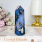 High Grade Blue Flower Agate Druzy Tower 11cm