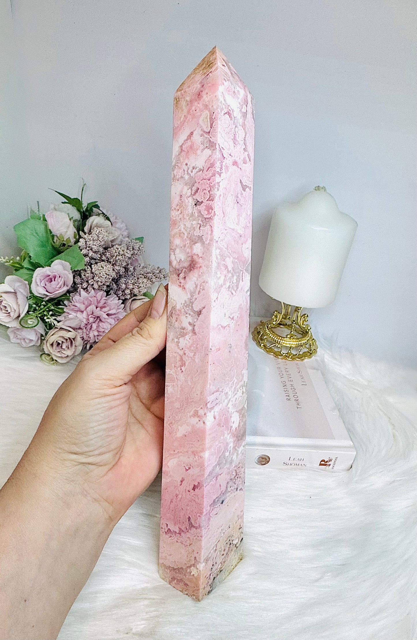 Huge Pink Peruvian Rhodochrosite Tower 29cm 993grams