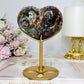 Large High Grade Ocean Jasper Peach Heart on Stand 12cm