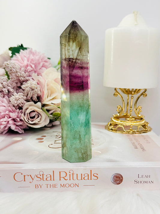 Gorgeous 13cm Watermelon Fluorite Tower