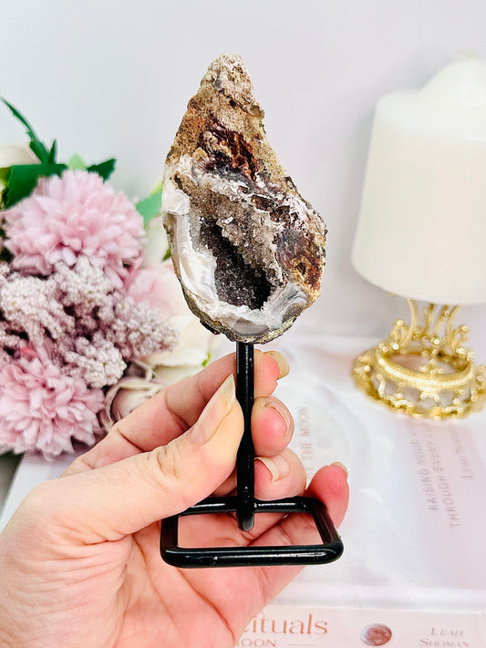 Gorgeous Natural Druzy Geode On Stand From Brazil 14cm