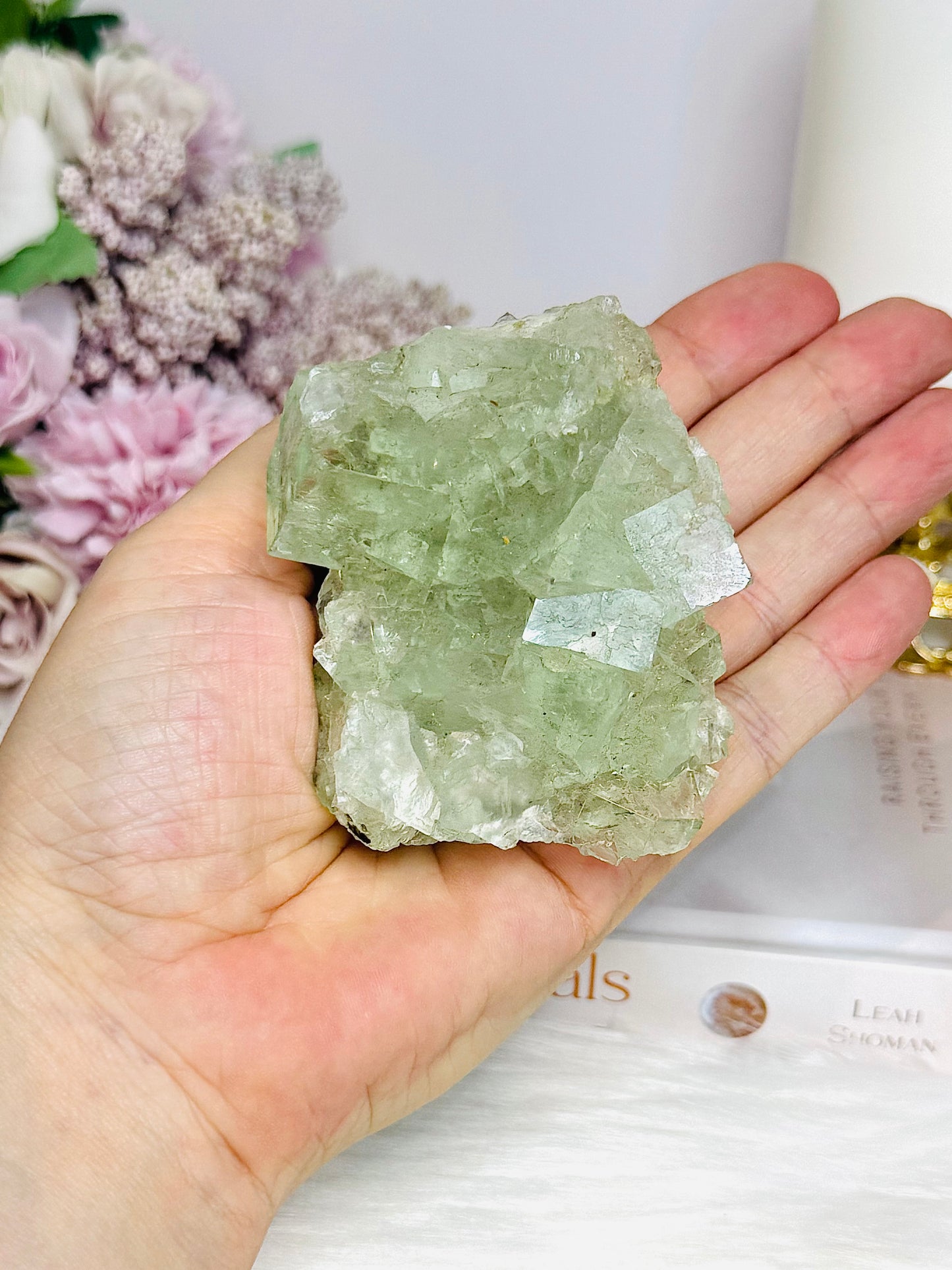 Light Green Transparent Cubed Fluorite Specimen 7cm 255g