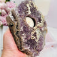 Large 1.26KG 20cm Amethyst Cluster Candle Holder With Calcite Inclusions From Brazil