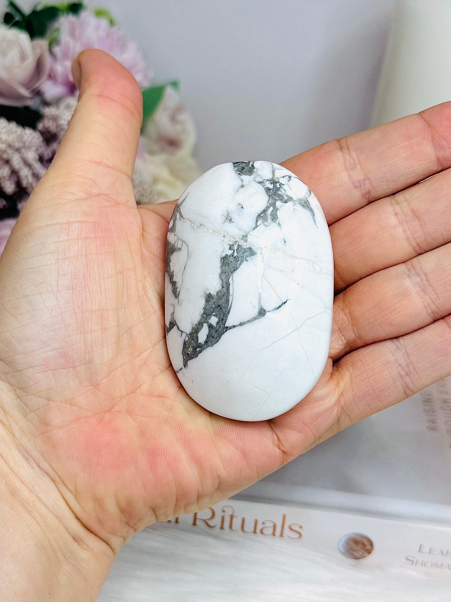 Large Howlite Palm Stone