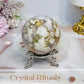 Flower Agate X Amethyst Sphere on Stand 280g