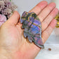 Purple Labradorite Heart with Wings ~ Each piece is full of flash 18cm