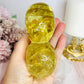 High Grade Citrine Carved Skulls with Rainbows 12cm 425g