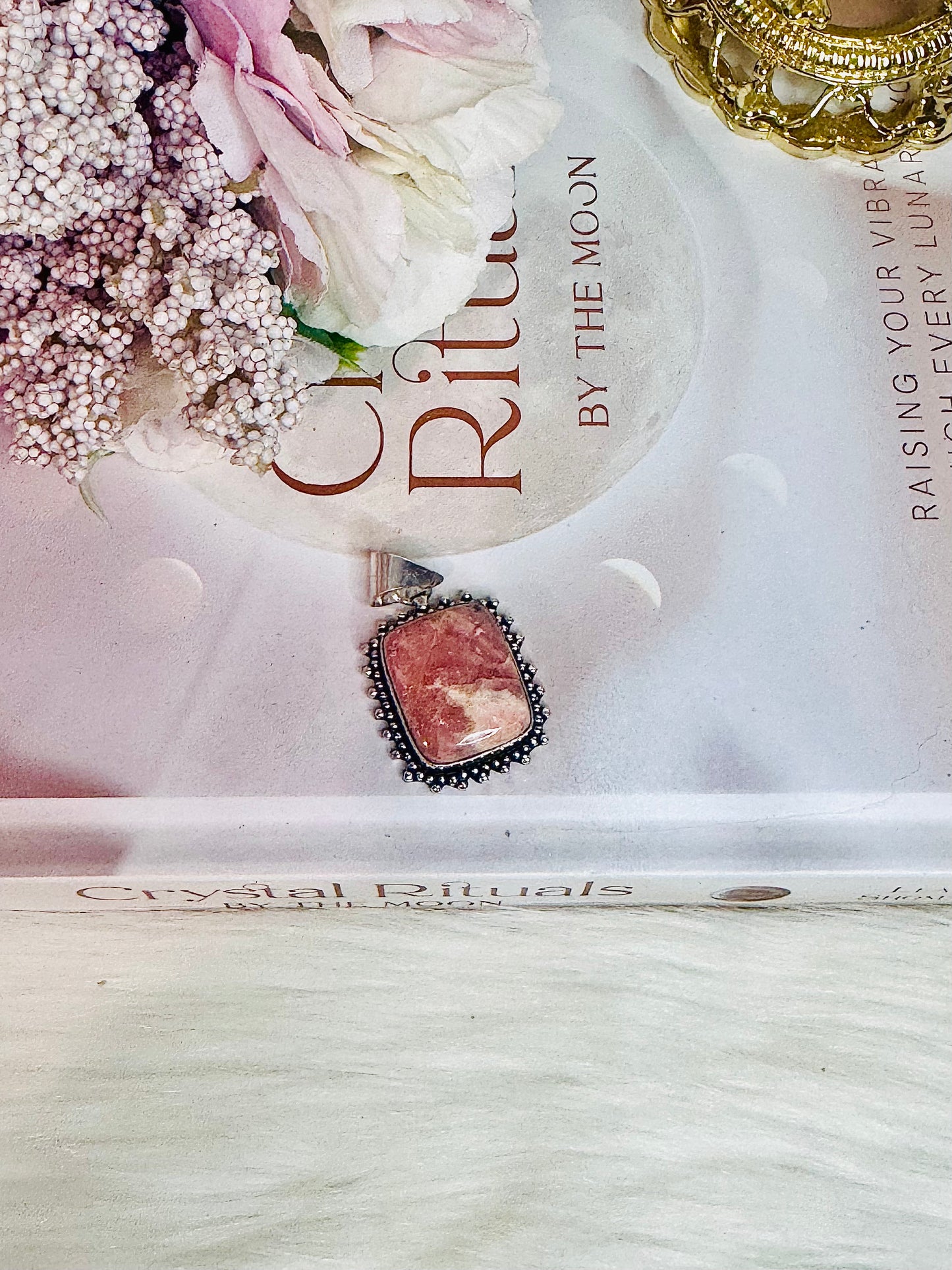 Beautiful Rhodochrosite Pendant In Gift Bag