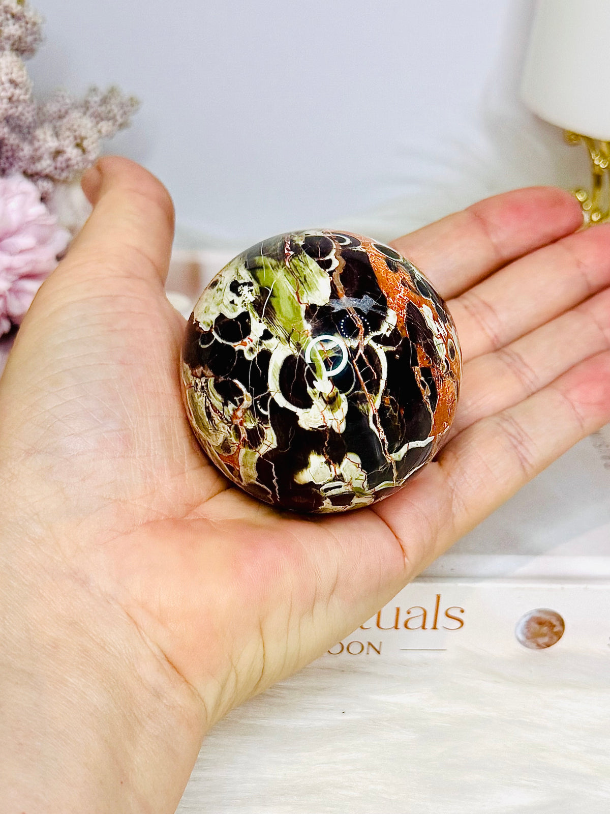 Money Agate Sphere on Stand 224g