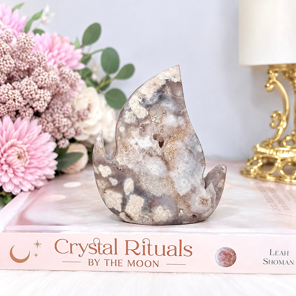 Druzy Flower Agate Fire Flame 10cm