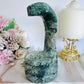 Moss Agate Large Carved Snake | Cobra 16cm