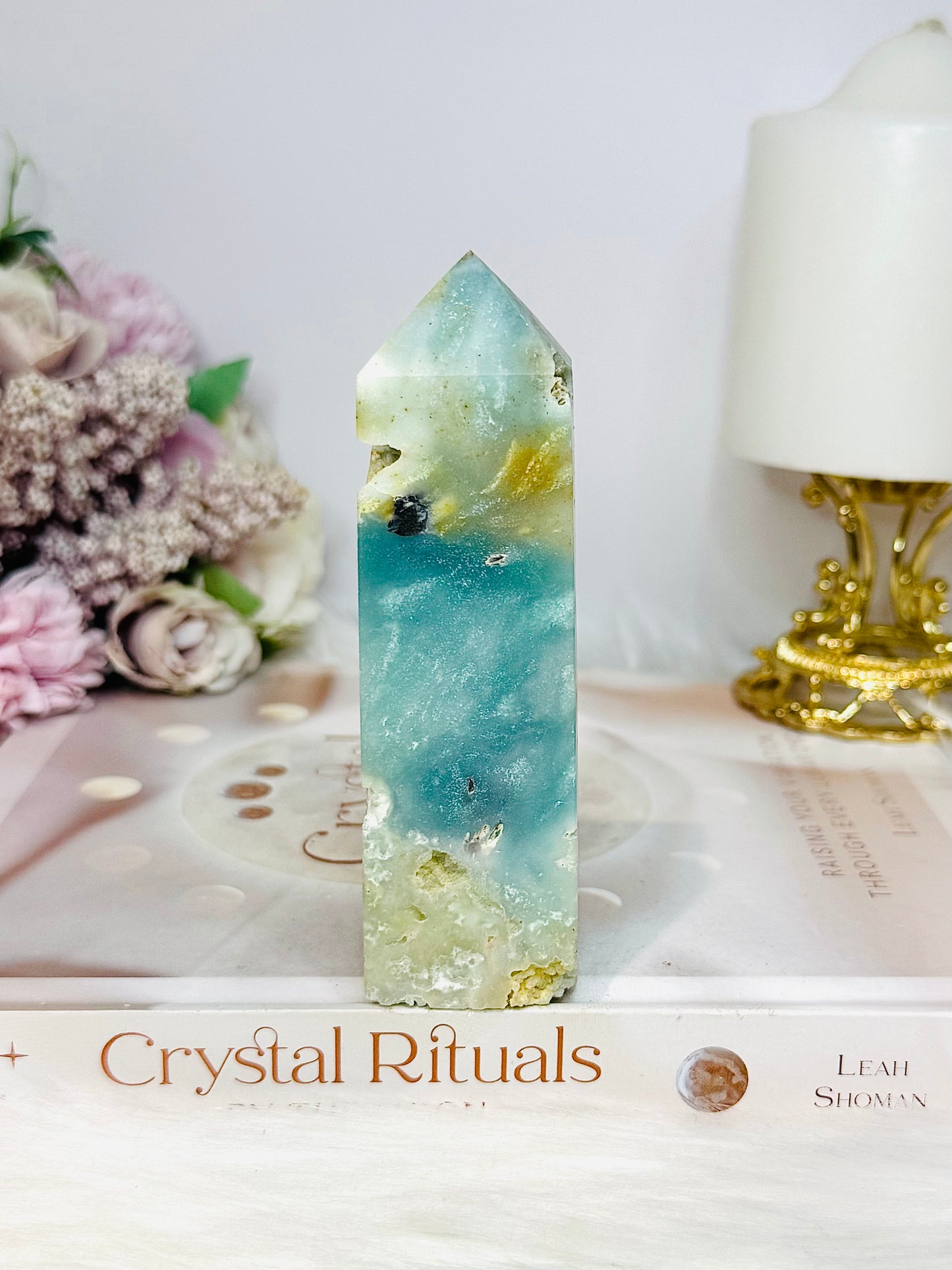 Blue Sky Stone Quartz Druzy Tower 11cm