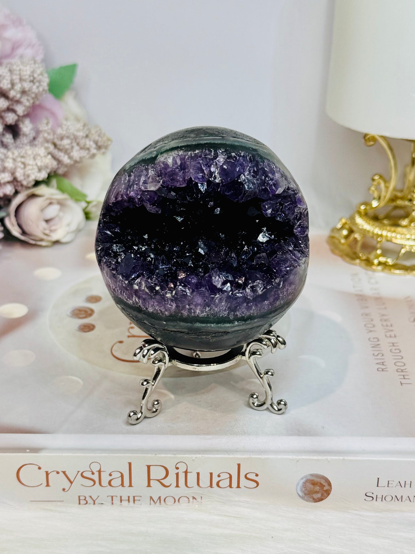 Large Druzy Amethyst Sphere on Stand 405g
