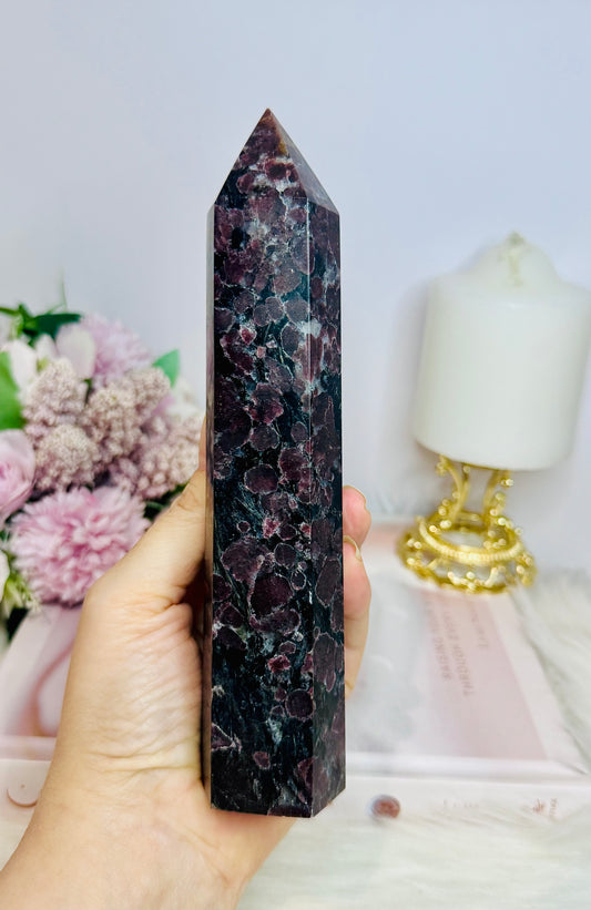 Large Natural Garnet In Astrophyllite Tower 19cm