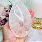 The Most Absolutely Stunning High Grade Large Clear Quartz Carved Flame | Freeform with Rainbows From Brazil 677grams