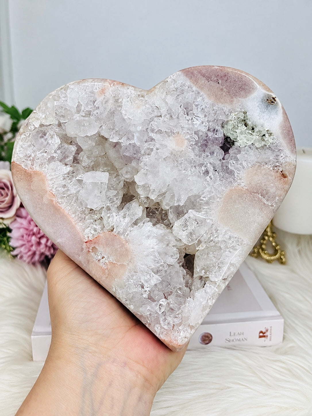 Huge High Grade Pink Amethyst Druzy Heart 16cm 1.57KG