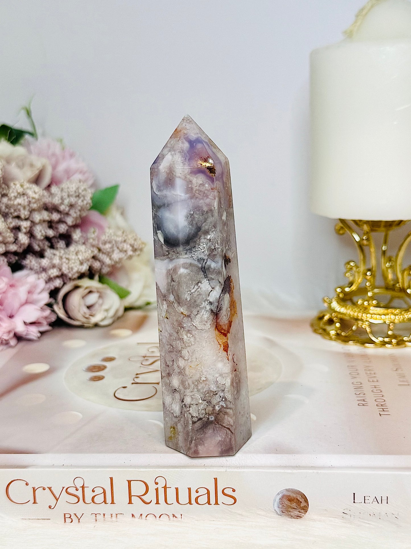Flower Agate Druzy Tower 11.5cm