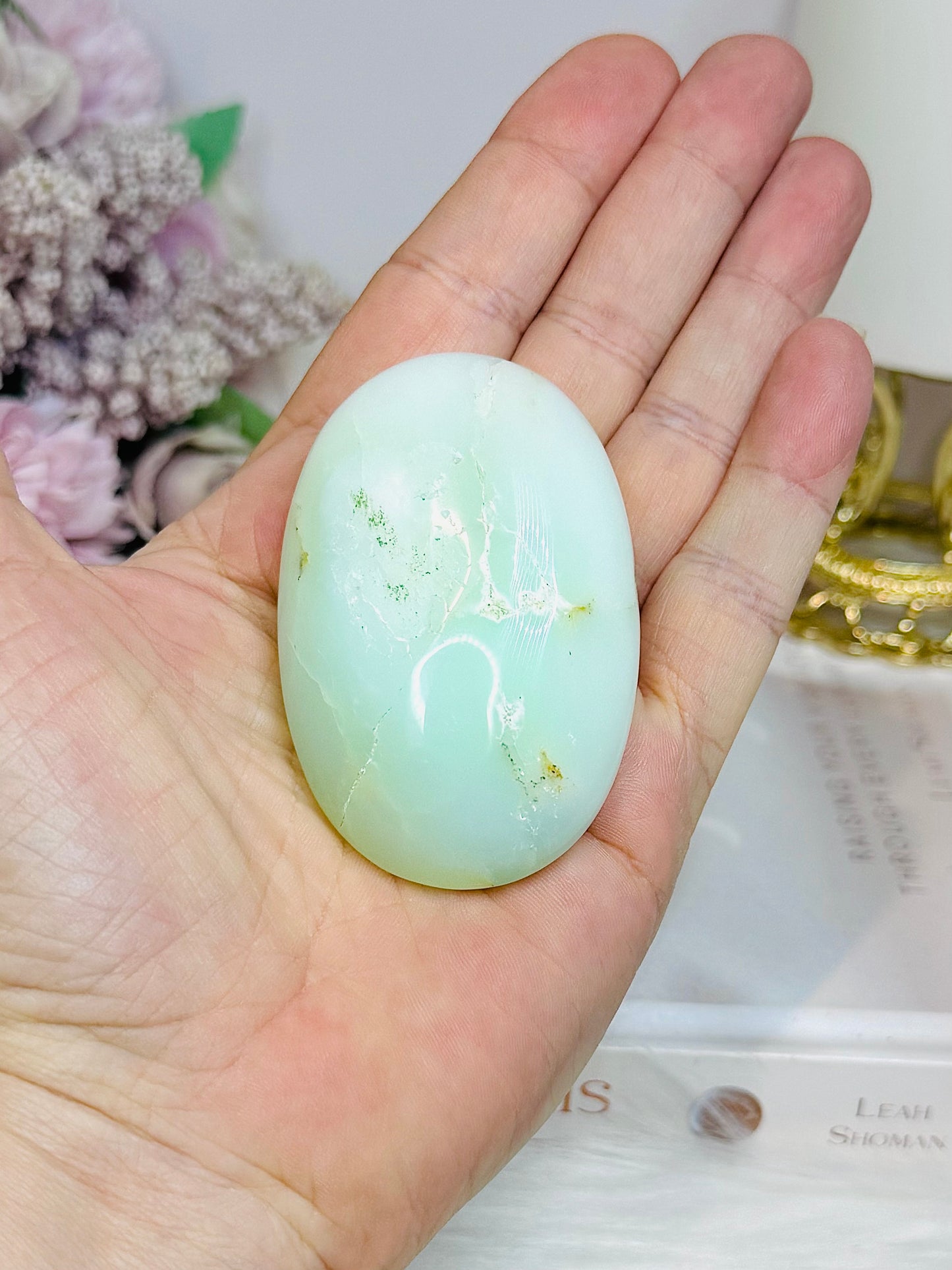 Chrysoprase Palm Stone (natural flaws)