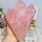 Huge High Grade Rose Quartz Carved Triple Tower on Stand 1.2KG 19cm