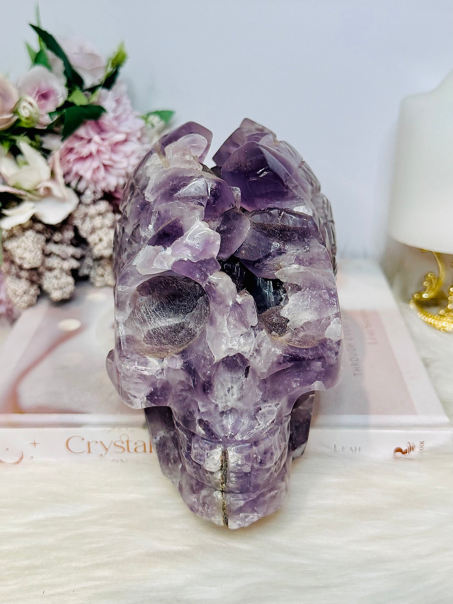Huge Amethyst Druzy Carved Skull 18.5cm 2.46KG