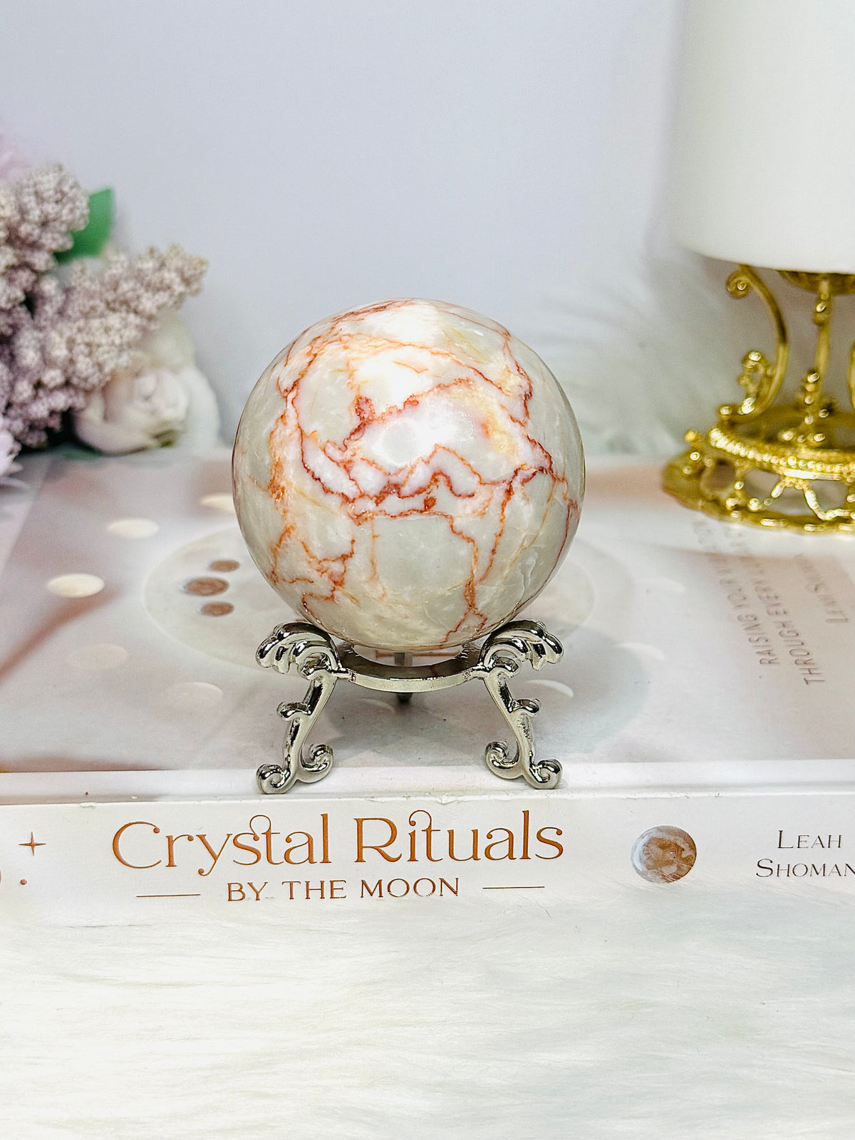 Red Vein Jasper Sphere on Stand 297g