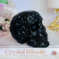 Black Obsidian Filigree Carved Skull 9cm 417g
