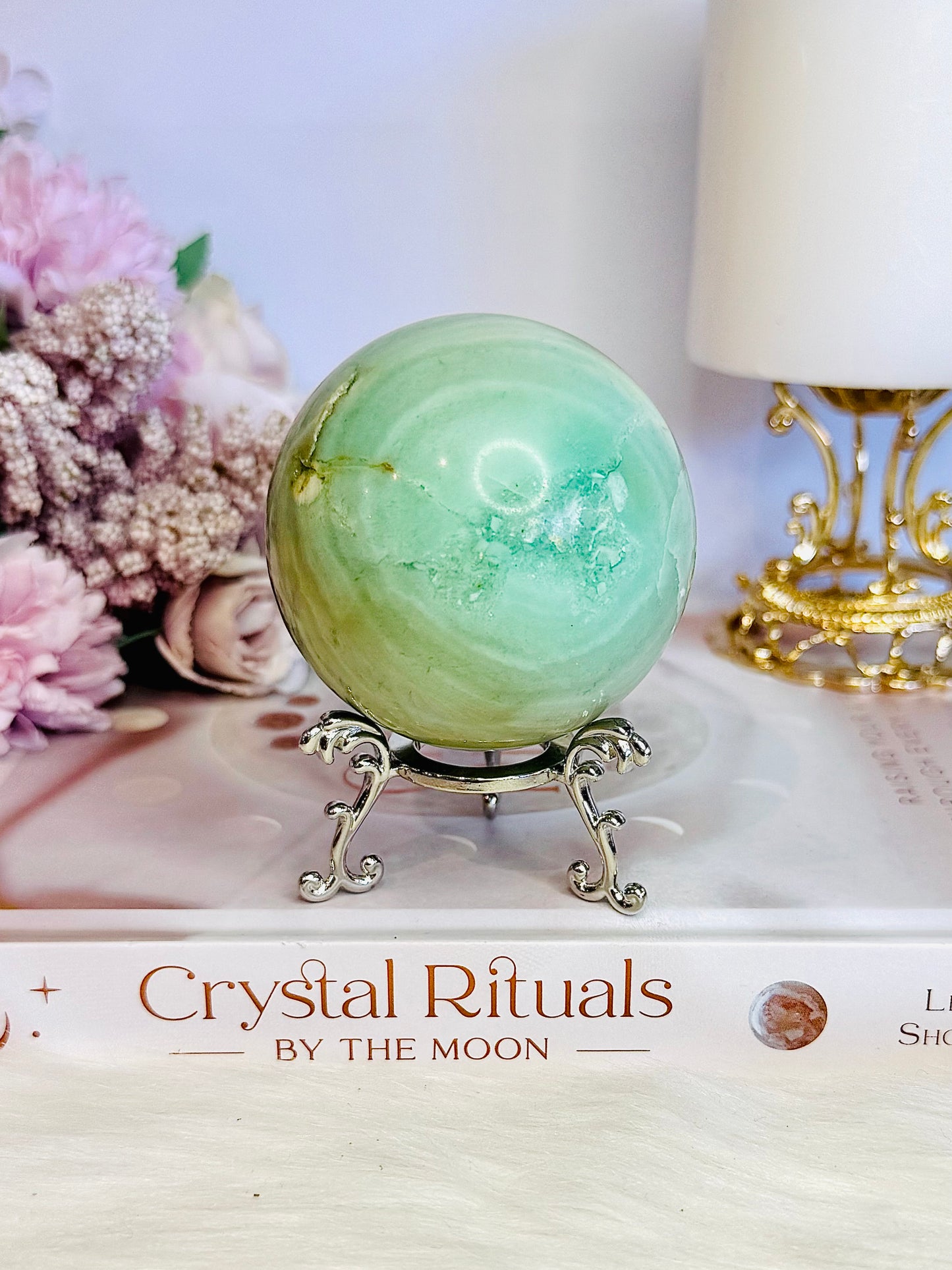 Beautiful Natural Variscite Sphere On Stand 381grams