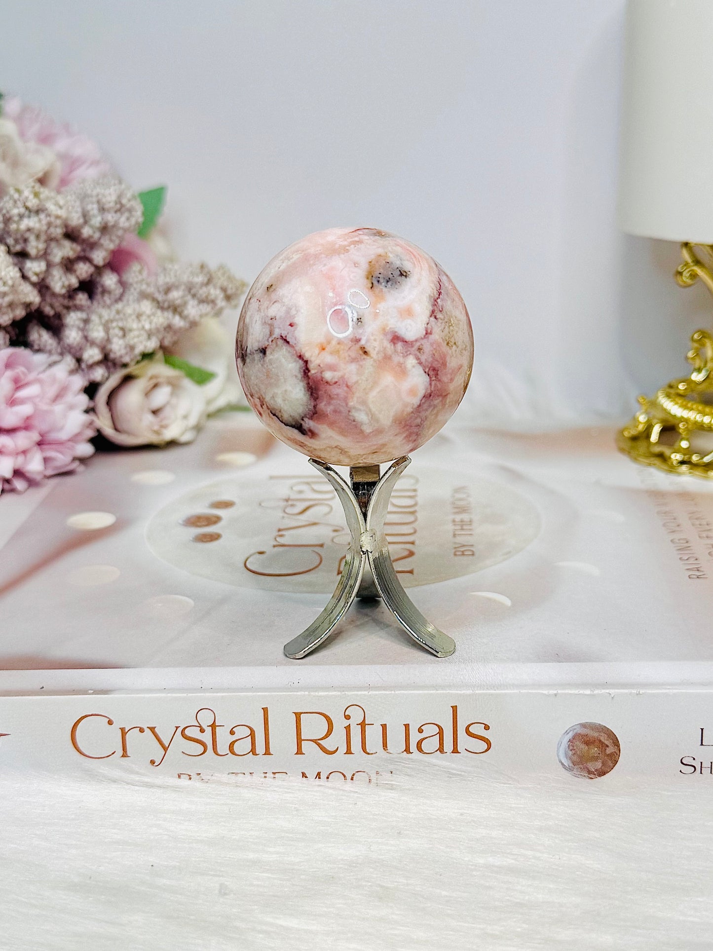 Flower Carnelian Sphere on Stand 118g