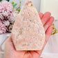 Large 439gram Druzy Pink Amethyst Carved Flame | Freeform From Brazil