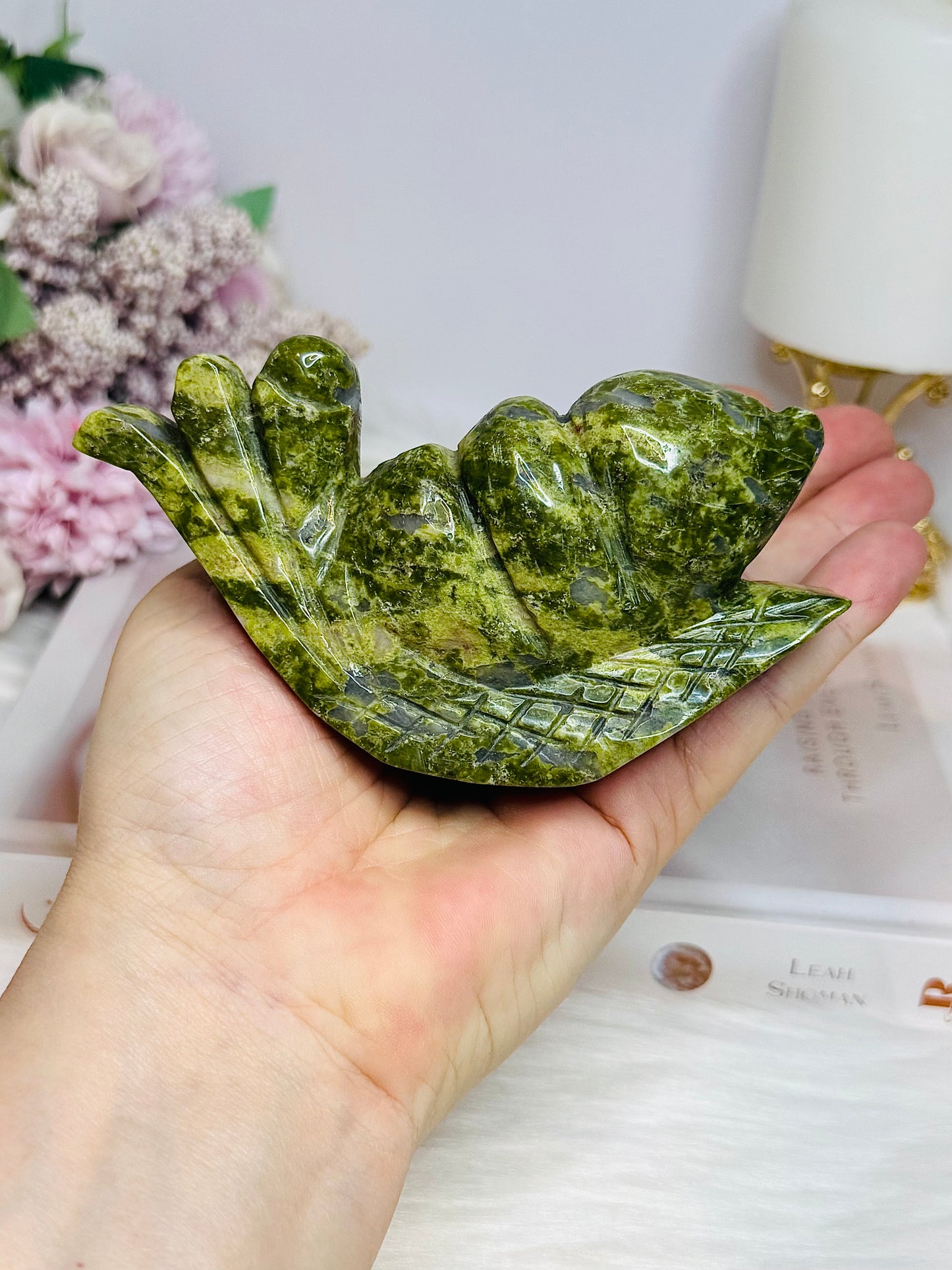 Chunky Large Green Jade Snail 11.5cm 296g
