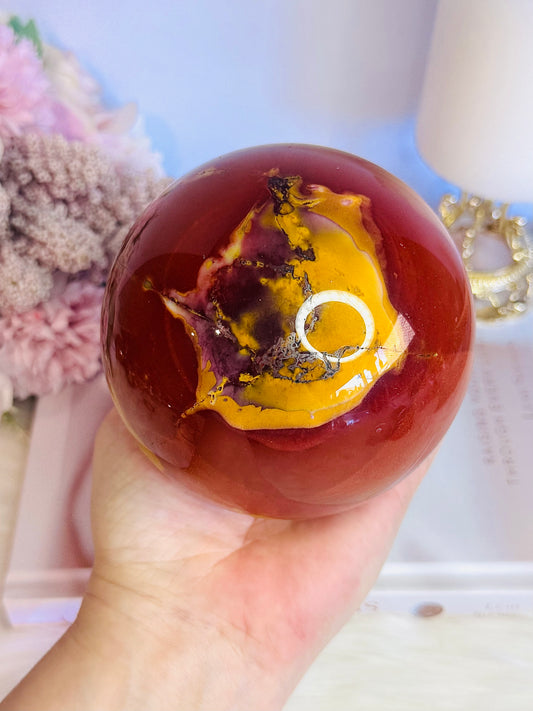 Sensational Large 1.27KG Mookaite Jasper Sphere On Stand