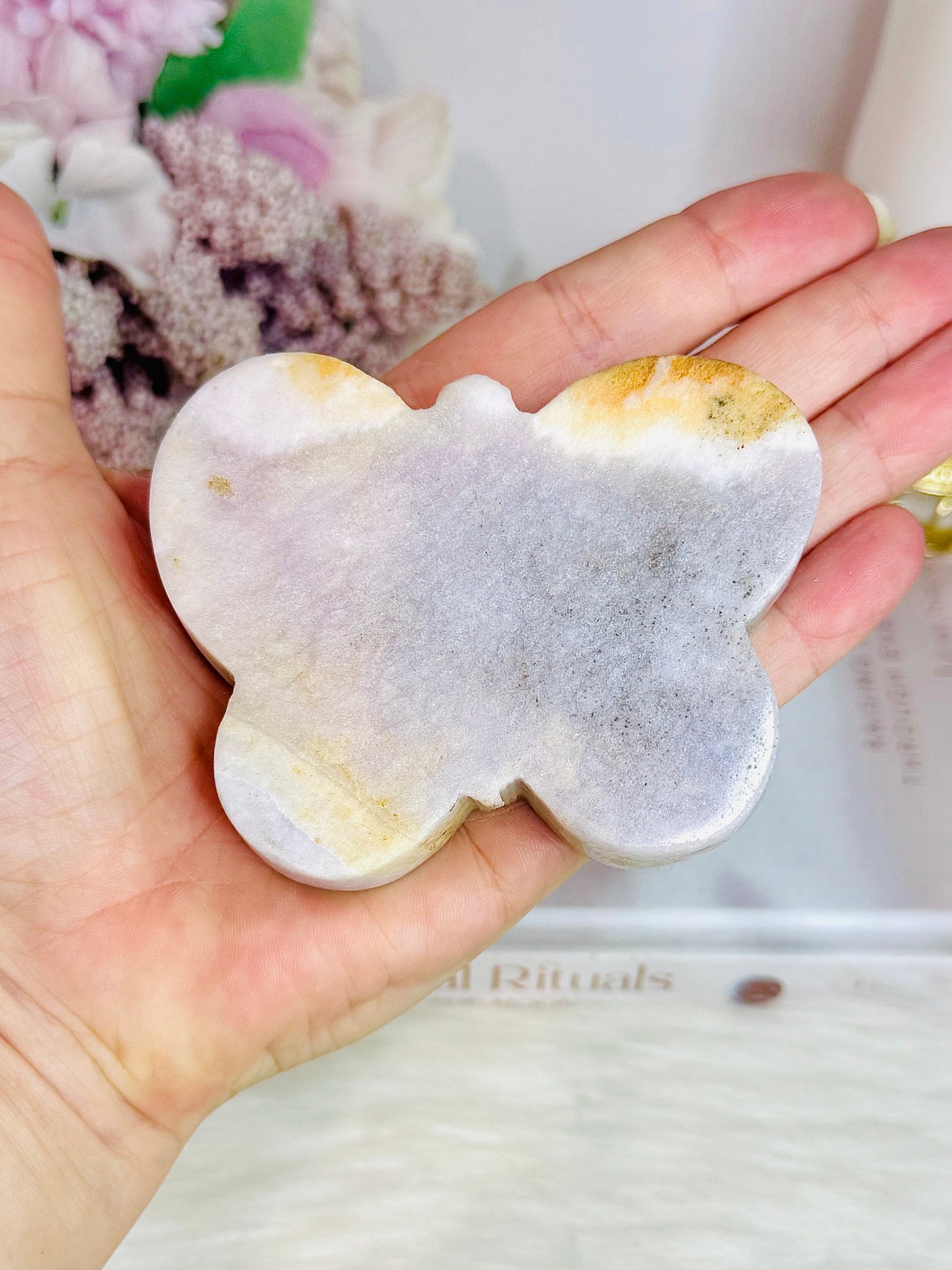 Pink Amethyst Chunky Carved Butterfly 8cm