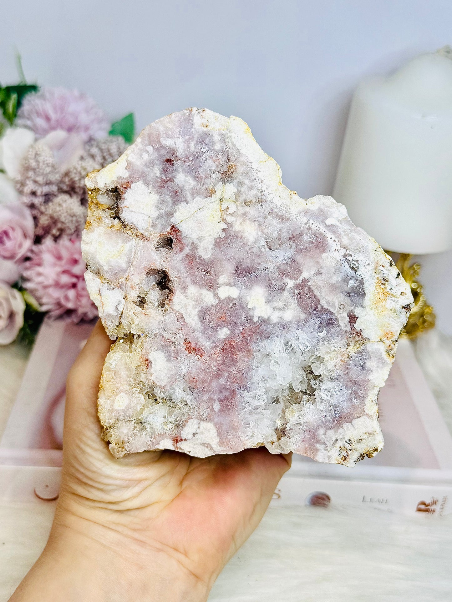 Natural Druzy Pink Amethyst Slab 12cm 373g